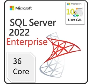 SQL Server 2022 Enterprise Edition, 36 Core License, 10 User CALs - Picture 1 of 1