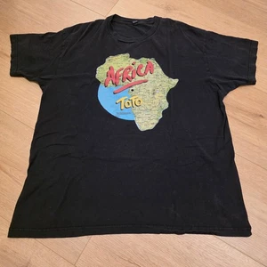T-shirt Toto Africa Graphic Band uomo XL nera cotone pre ridotto concerto vintage - Foto 1 di 9