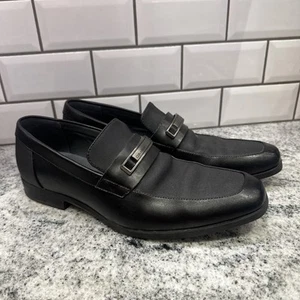 Calvin Klein Mens Black Dress Shoes 10.5 Jameson Leather Business Slip On Work - Picture 1 of 8