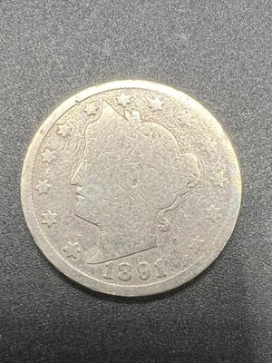 Liberty V Nickel-1891, full date - Image 1 of 3