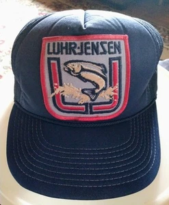Vintage Luhr Jensen Blue Snapback 6 Panel Trucker Hat Netted Old Stock EUC SEE ! - Picture 1 of 6