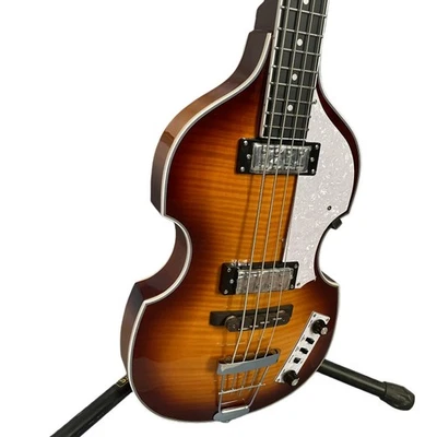 Hot Sale Vintage Sunburst Electric Bass Guitar Flamed Maple Violin Hollow Body - Image 1 of 4