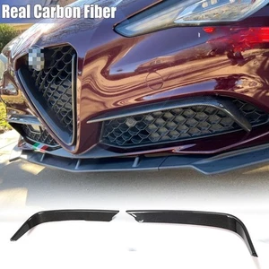 For Alfa Romeo Giulia Base 2015-21 Real Carbon Front Bumper Splitter Canard Fins - Picture 1 of 8