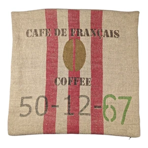 Pottery Barn "Cafe de Francais" französischer Kaffee Getreidesack Kissenbezug Leinen Hanf - Bild 1 von 5