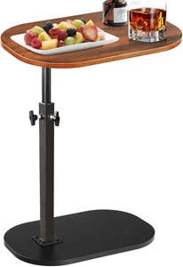 C Shaped Side Table with Adjustable Height, End Table for Sofa, Laptop, 360°Swiv - Picture 1 of 7