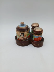 Vintage Japanese Hand-Painted Condiment Set with Salt and Pepper Shakers - Picture 1 of 13