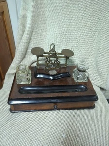 Antique Inkwell In Walnut With Scale From The Late 1800s. - Picture 1 of 17