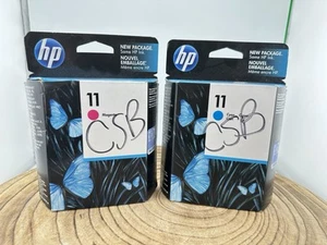 Lot of 2 HP 11 Ink Cartridges, Cyan, Magenta - Picture 1 of 2