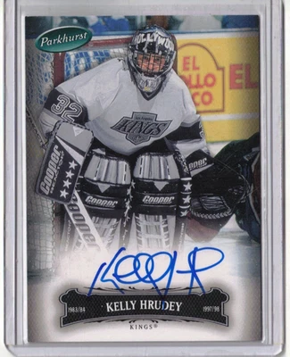 Tarjeta firmada duramente Kelly Hrudey 06/07 2006 Parkhurst autógrafo automático #35 LA Kings Foto 1 de 2