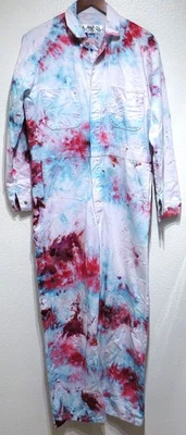 Red Kap TIE DYE Jumpsuit Coveralls size 40 Cotton Painters Snap Front Work CC14 - Image 1 of 4