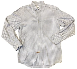 Lacoste Devanlay Dress Shirt Mens 40 Blue Check Button Up Long Regular Fit Croc - Bild 1 von 15
