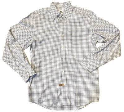 Camisa de vestir Lacoste Devanlay para hombre 40 azul a cuadros abotonados larga calce regular cocodrilo Foto 1 de 4