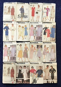 BUTTERICK VINTAGE CLOTHING PATTERN LOT OF 34-SIZES 12-20-MOSTLY UNCUT - Picture 1 of 2