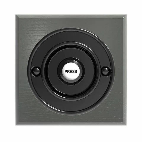 Traditional Square Wired Doorbell in Grey Ash and Black Cover
