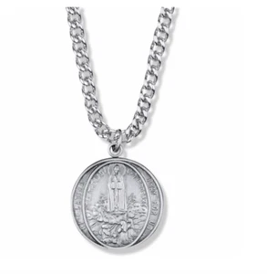 ZINN OUR LADY FATIMA MEDA MEDAILLE HALSKETTE UND KETTE - Bild 1 von 1