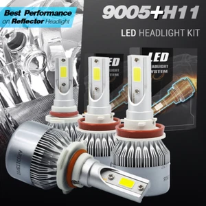 Syneticusa 9005+H11 HiPower COB LED Headlight Kit Light Bulbs High & Low Beam - Picture 1 of 12