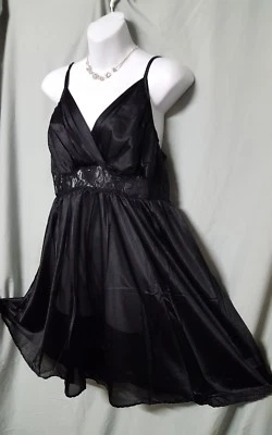 AMOUREUSE BLACK Babydoll CAMISA DE NOITE JOELHO LENTGH SEXY TAMANHO MÉDIO 42" BUSTO - Imagem 1 de 4