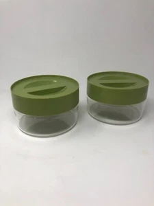 Set of 2 Vintage Pyrex See-N-Store Canisters Avocado Green Screw Top Lids - Picture 1 of 12