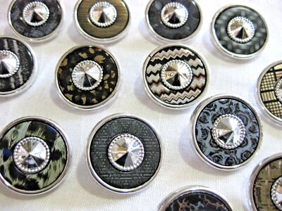 5 große Mantel-Knöpfe Jacken-Knöpfe rund schwarz silber viele Muster 30mm K31.1E - Bild 1 von 3