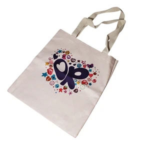 Borsa tote Olivia Rodrigo logo cuore scarabocchio scarabocchio bianco viola - Foto 1 di 2