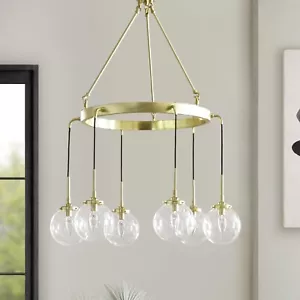 INK+IVY Clive Six-Light Modern Chandeliers - Metal Frame, Clear Glass Sphere Sha - Bild 1 von 5