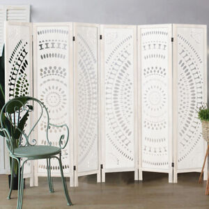 3/6 Panels Wooden Carving Room Dividers Folding Privacy Screens Easy Storage US