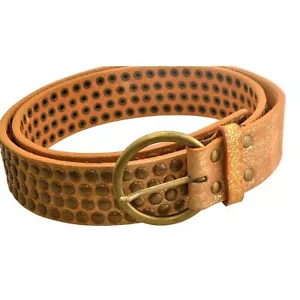 Brown Leather With Gold Speckles and Rivets Fashion or Cosplay Belt - Picture 1 of 3