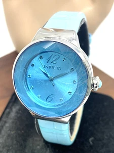 Reloj para mujer Invicta 29782 Angel cuarzo caja plateada esfera azul correa de cuero 32 mm - Imagen 1 de 13