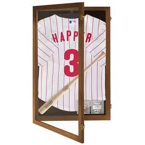Vitrina de camiseta grande marco acrílico para fútbol, ​​béisbol y hockey - nogal - Imagen 1 de 9