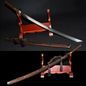 Battle Ready Folded Steel Full Tang Japan Samurai Katana Schwert Hualee Holz Saya - Bild 1 von 12