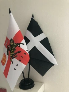 ST GEORGE CHARGER AND CORNWALL TABLE FLAG TWIN SET 9X6" 22.5cm x 15cm - Picture 1 of 1