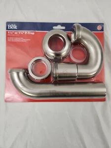 KEENEY Decorative 1-1/2 or 1-1/4 x 1-1/4 in. Plastic P-Trap Brushed Nickel DO IT - Picture 1 of 4