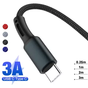 USB C Type C Fast Charging Charger Cable For Samsung S10 S20 S21 Plus Cord 2m 3m - Picture 1 of 12