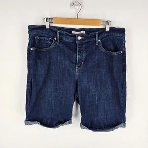 Pantalones Cortos Levi's Para Mujer 18 Azul Oscuro Denim Bermudas Puño Redondo Dobladillo Elastizados Informales - Imagen 1 de 9