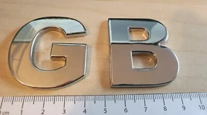 45 mm High Quality METAL GB Chrome Silver 3D Self-adhesive Car Letters badge. - Picture 1 of 4