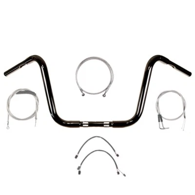 1 1/4" Black 12" Ape Hanger Handlebar Kit 2011-2015 Harley Softail No ABS - Image 1 of 2