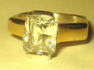 ORO 14k + Argento 925 - Anello Vintage Designer Taglio Smeraldo 4ct Zirconi Misura 9 - Foto 1 di 4