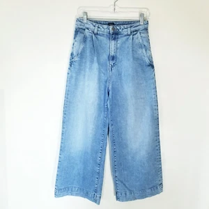 Vintage Pepe Wide Leg Crop Jeans Womens Size 26 Laura High Waist Pleated 90s Y2K - Picture 1 of 14