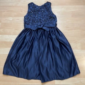 SUGAR PLUM girl's special occasion navy blue fit and flare dress size 5 - Picture 1 of 6
