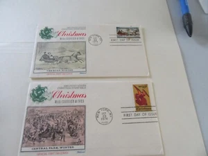 Two Currier & Ives Christmas 1974 10c Stamp Fdc Covers Sc#1550-51 Fleetwood - Picture 1 of 2