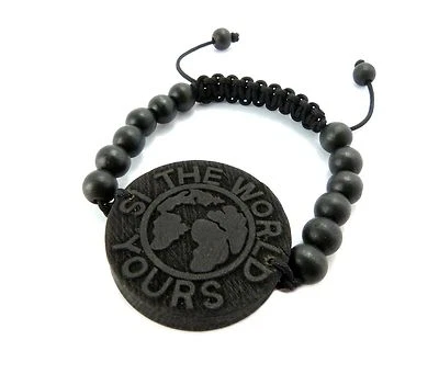 Good Quality Wood SOULJA BOY "WORLD IS YOURS" Pendant Adjustable Wood Bracelet - Image 1 of 4