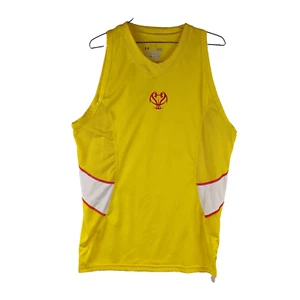 Under Armour Fitted Tank Mens L Heat Gear Basketball Yellow Tank Top Logo - Picture 1 of 4