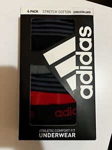 4 Adidas Athletic Comfort Fit Mens Cotton Boxer Briefs Underwear XL, Black,Red,G