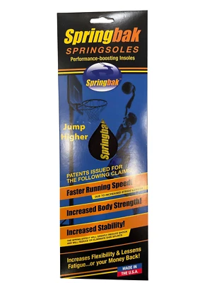 SPRINGBAK PERFORMANCE ATHLETIC INSOLES  RUN FASTER  JUMP FARTHER  LESSEN FATIGUE - Image 1 of 4