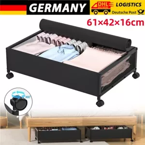 Unterbett Aufbewahrungsbox mit Rollen Unterbettkommode Aufbewahrungsregal Metall - Bild 1 von 17