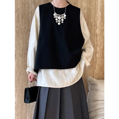 Nuevo Mujeres Espalda Dividida Traje Chaleco Suelto Informal Pullover Cuello Redondo Chaleco Top - Imagen 1 de 4