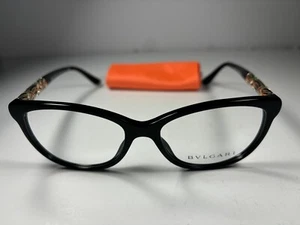 New Bvlgari 4126-B Eyeglasses 501 Gloss Black & Gold Crystals Frames 53/16/140 - Picture 1 of 7
