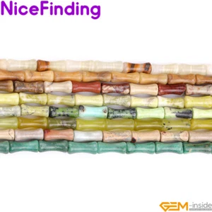 Natural Bamboo Jasper Opal Charms Knot Tube Beads For Jewelry 15" 20-30pcs - Picture 1 of 141