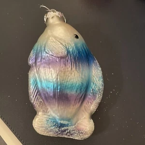 mercury glass Blue fish ornament Glitter - Picture 1 of 6