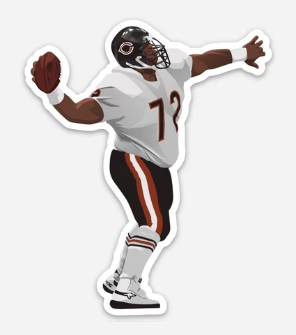 William Perry Magnet ~ VECTOR ART Chicago Bears NFL  Vinyl car decal The Fridge Cover